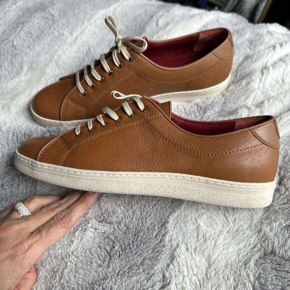 SALVATORE FERRAGAMO Size 10 B vintage tan leather low cut Designer sneakers - Picture 10 of 12